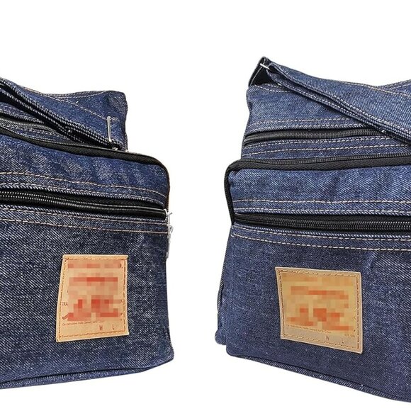 Denim Crossbody Bag Unisex Zipper Pockets Casual Travel Purse - Picture 3 of 7